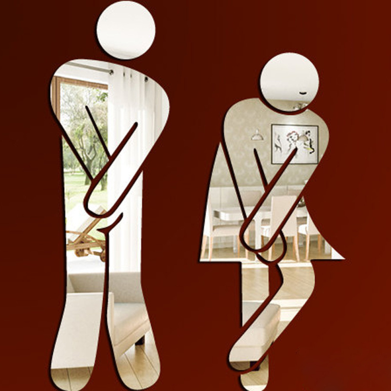 3D Acrylic Mirror Toilet Door  - Home Bathroom Door Signs review and price