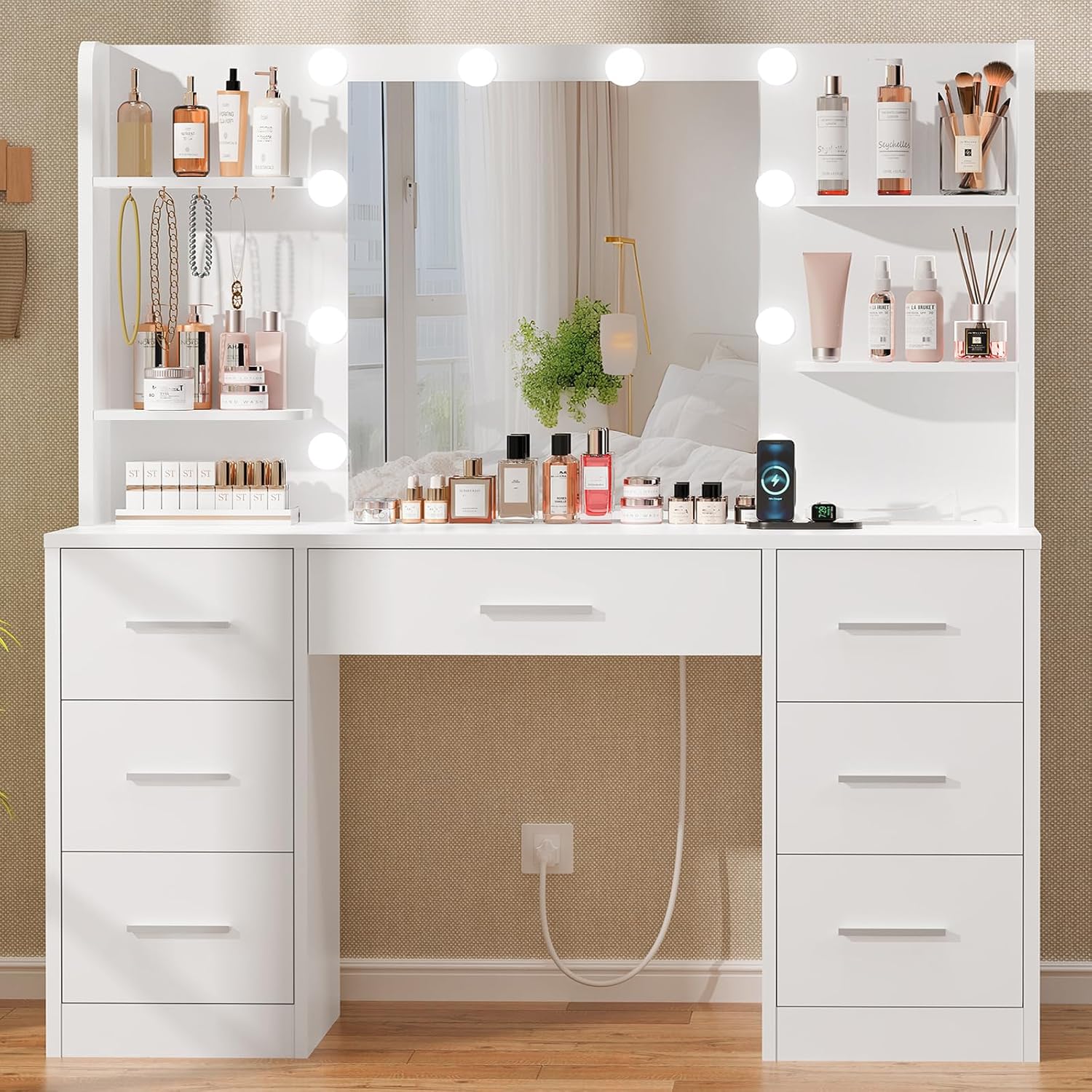 Large Vanity Desk with LED Lig - Home Outlet Bathroom Mirrors review and price