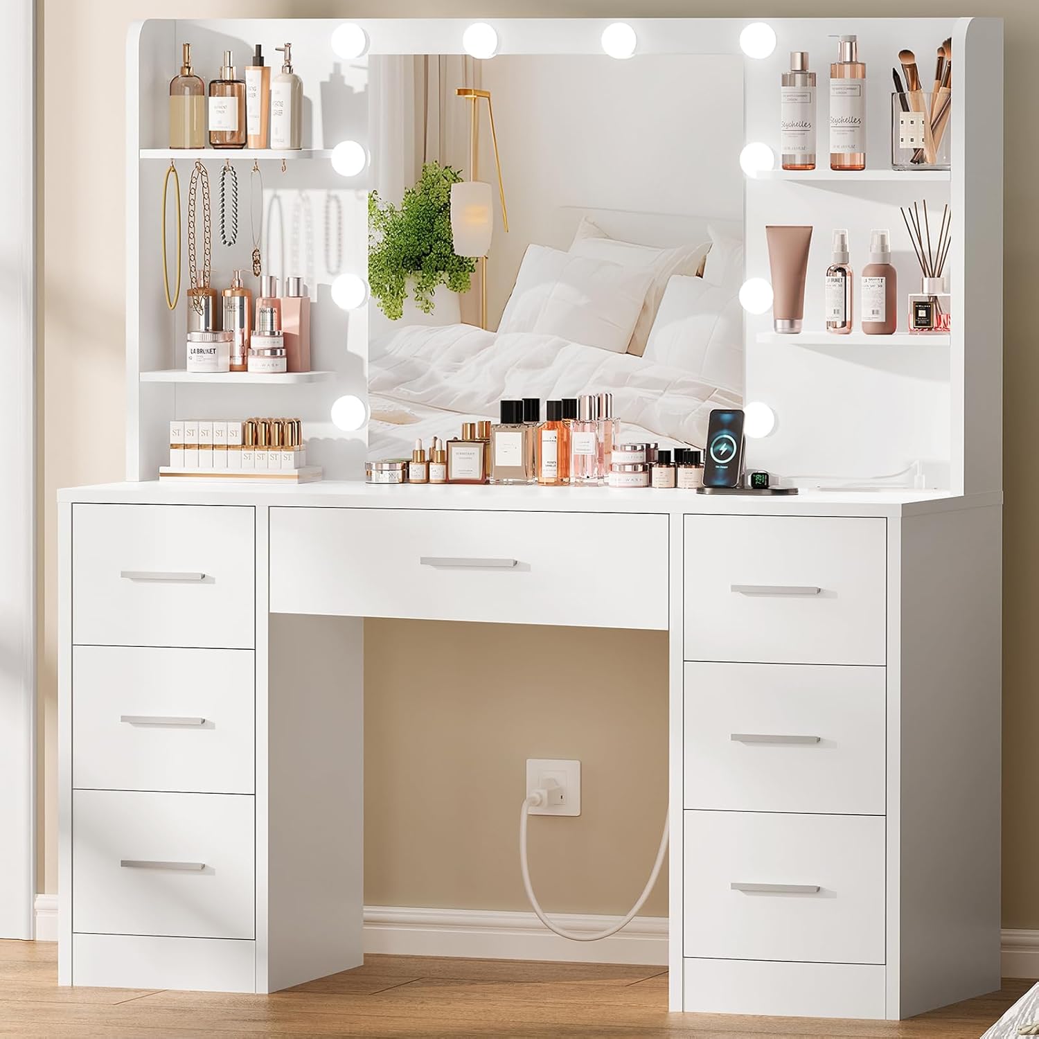 Large Vanity Desk with LED Lig - Home Outlet Bathroom Mirrors review and price