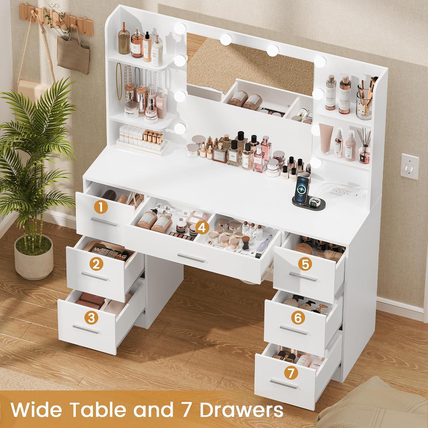 Large Vanity Desk with LED Lig - Home Outlet Bathroom Mirrors review and price