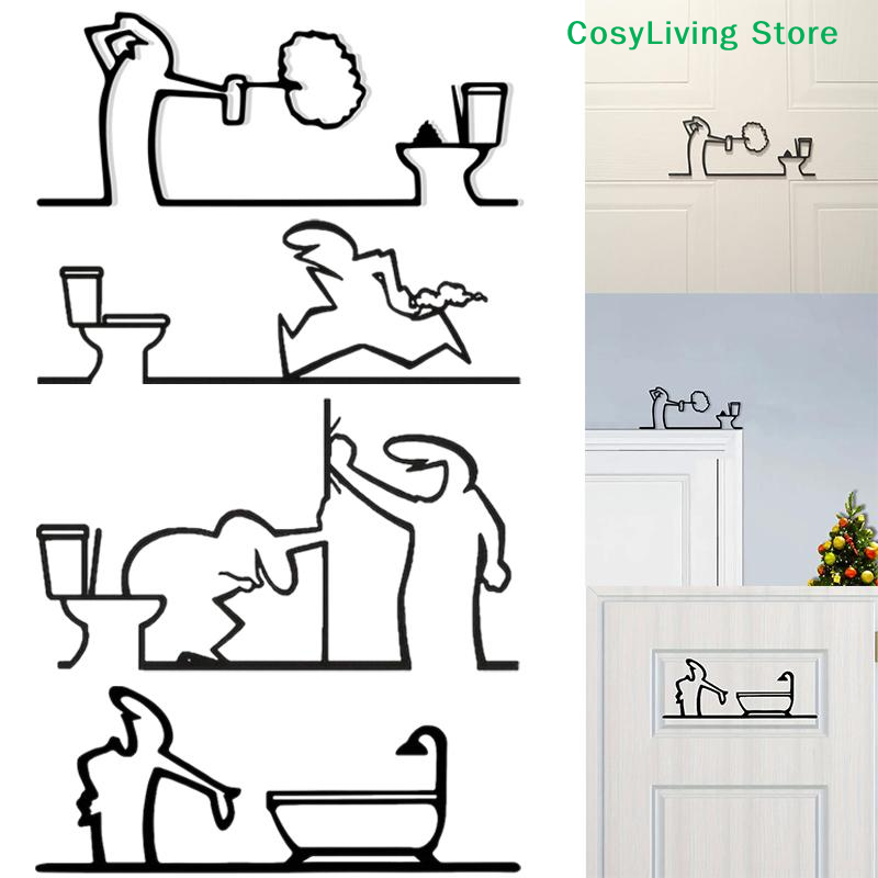 Metal Minimalist Line Bathroom - Home Bathroom Door Signs review and price