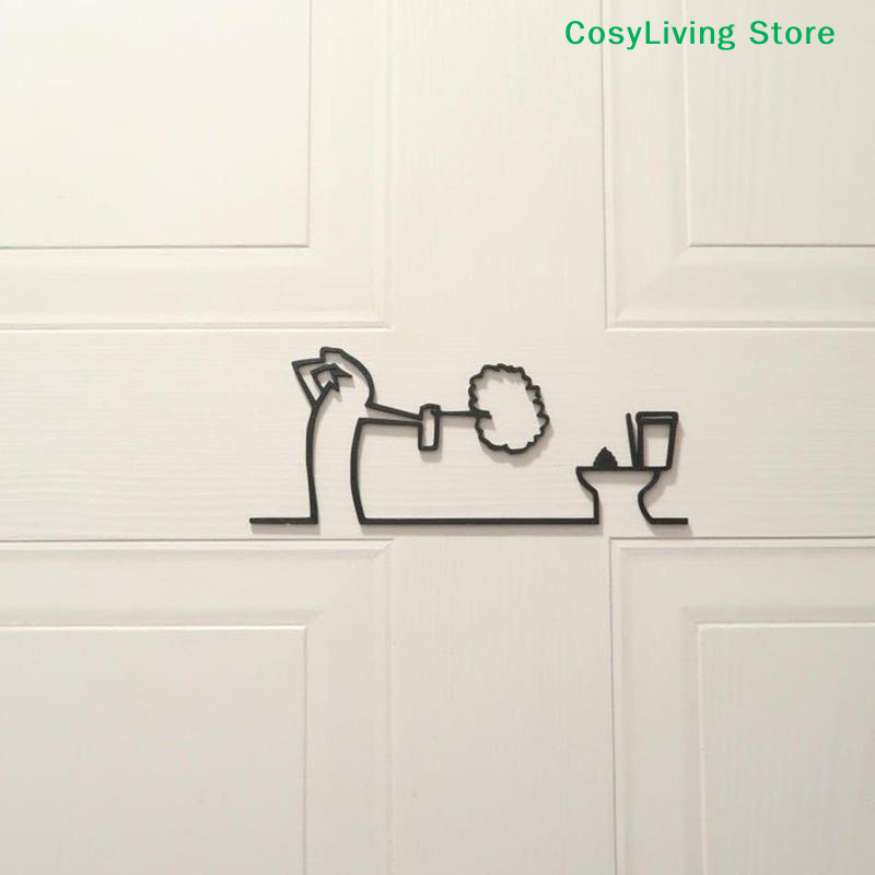 Metal Minimalist Line Bathroom - Home Bathroom Door Signs review and price