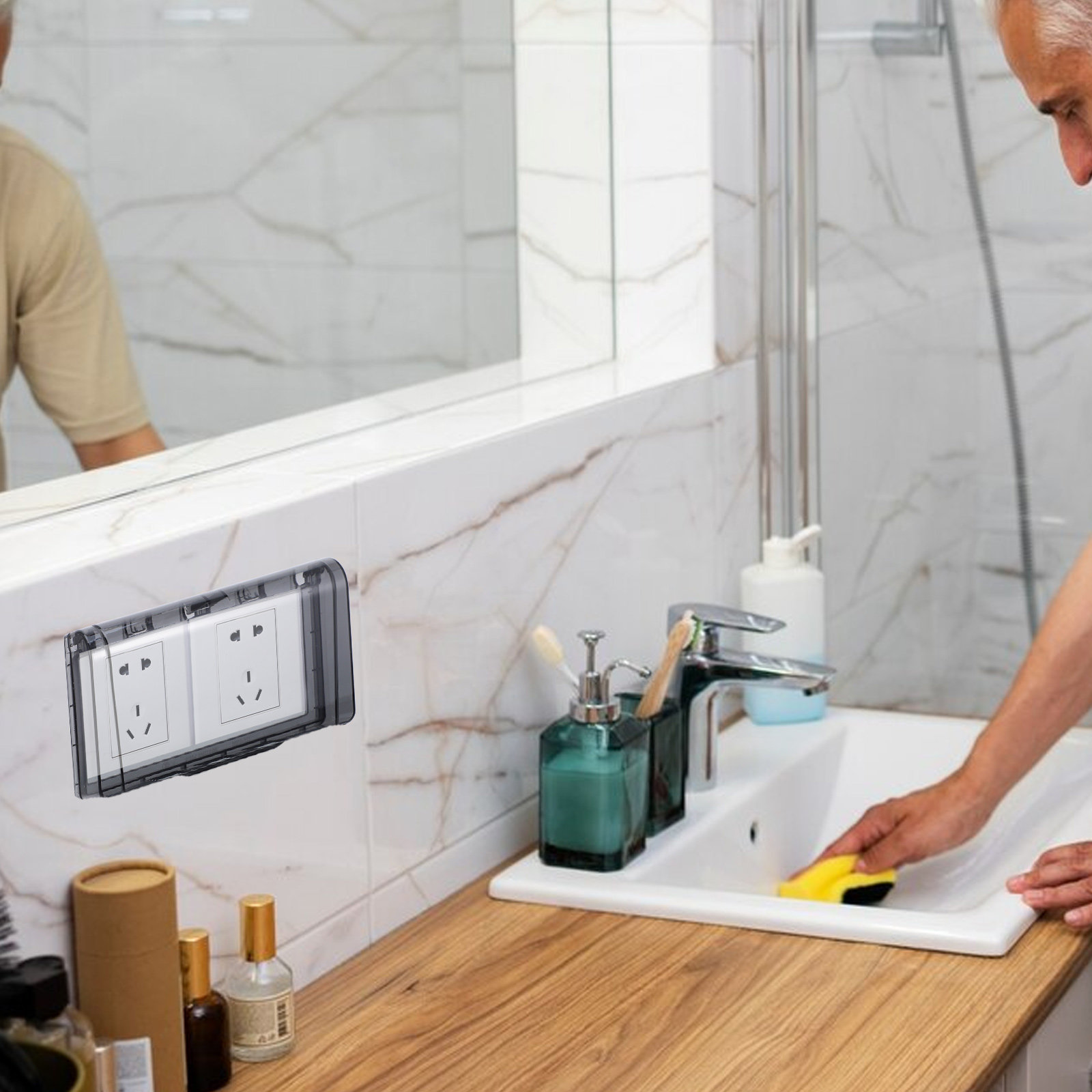 Home Three-Gang Waterproof Soc - Home Outlet Bathroom review and price