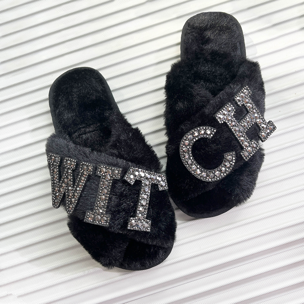 Goth Witch Black fluffy slippe - Home Bathroom Door Signs review and price